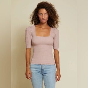 Nation LTD Zandra Smocked Touch Of Pink Square Neck Top Size Small